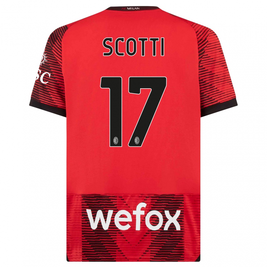 Kinder Filippo Scotti #17 Rot Schwarz Heimtrikot Trikot 2023/24 T-Shirt