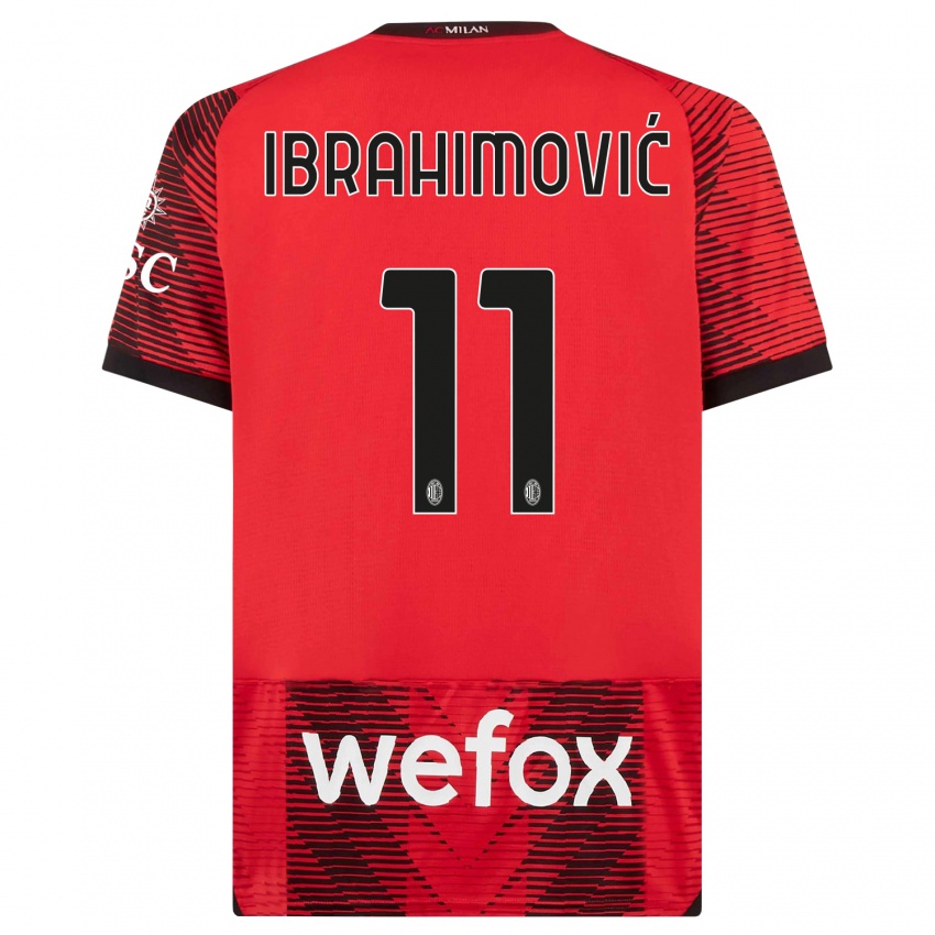 Kinder Zlatan Ibrahimovic #11 Rot Schwarz Heimtrikot Trikot 2023/24 T-Shirt