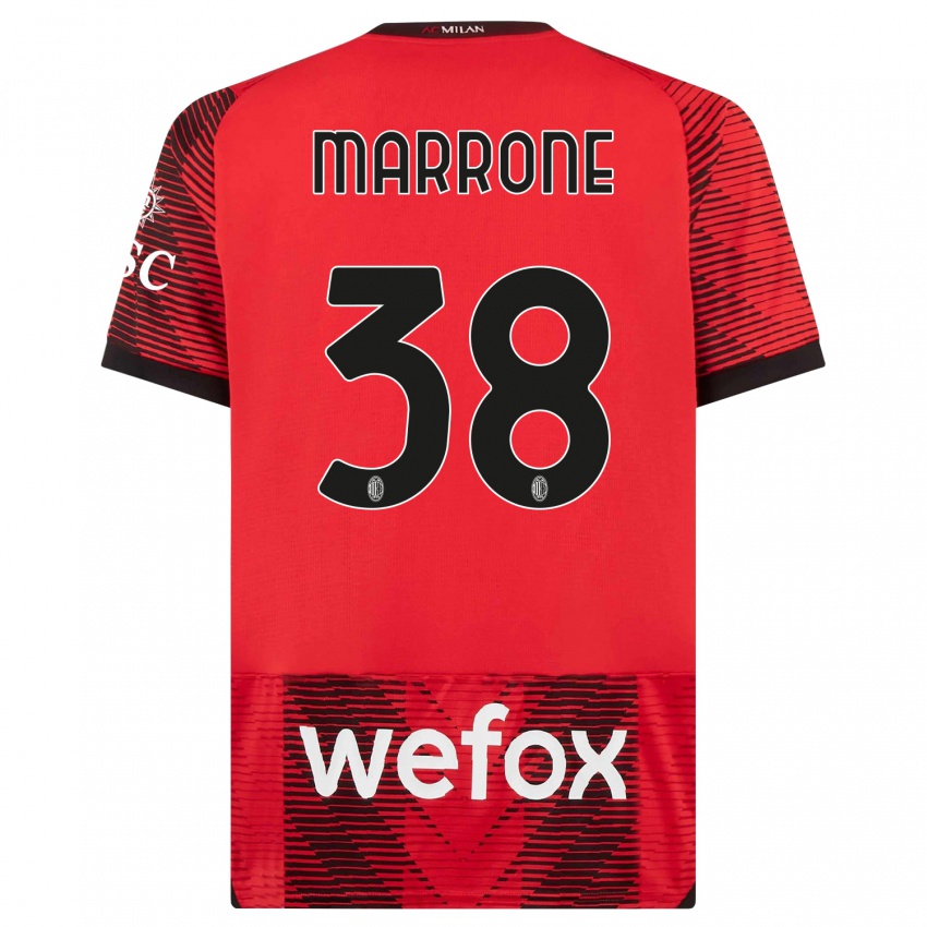 Kinder Federico Marrone #38 Rot Schwarz Heimtrikot Trikot 2023/24 T-Shirt