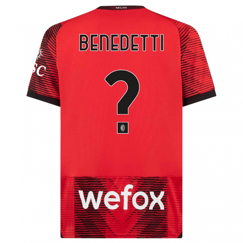 Kinder Emanuele Benedetti #0 Rot Schwarz Heimtrikot Trikot 2023/24 T-Shirt