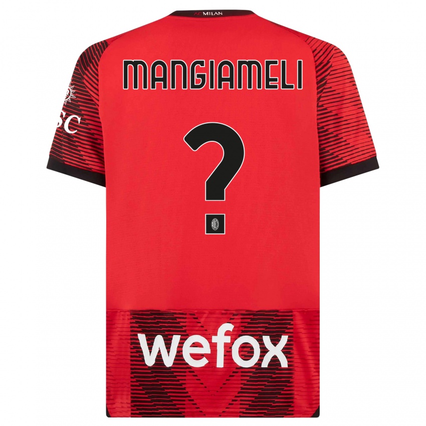 Kinder Federico Mangiameli #0 Rot Schwarz Heimtrikot Trikot 2023/24 T-Shirt