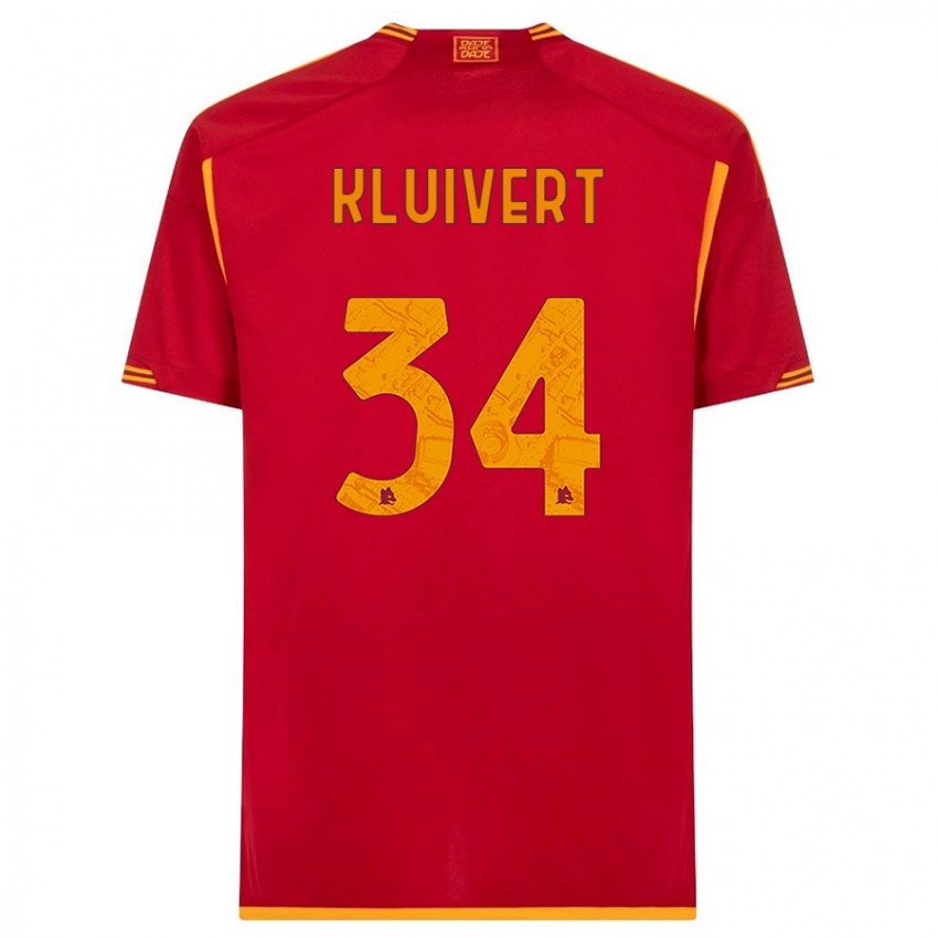 Kinder Justin Kluivert #34 Rot Heimtrikot Trikot 2023/24 T-Shirt
