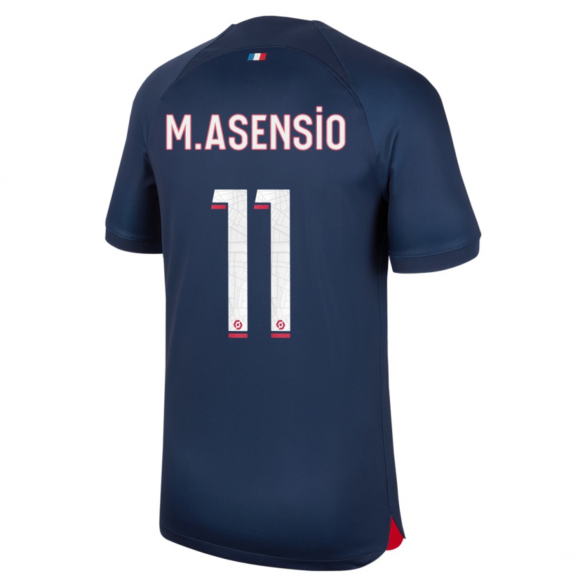 Kinder Marco Asensio #11 Blau Rot Heimtrikot Trikot 2023/24 T-Shirt