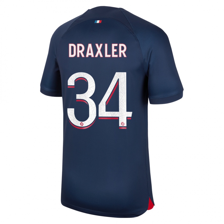 Kinder Julian Draxler #34 Blau Rot Heimtrikot Trikot 2023/24 T-Shirt