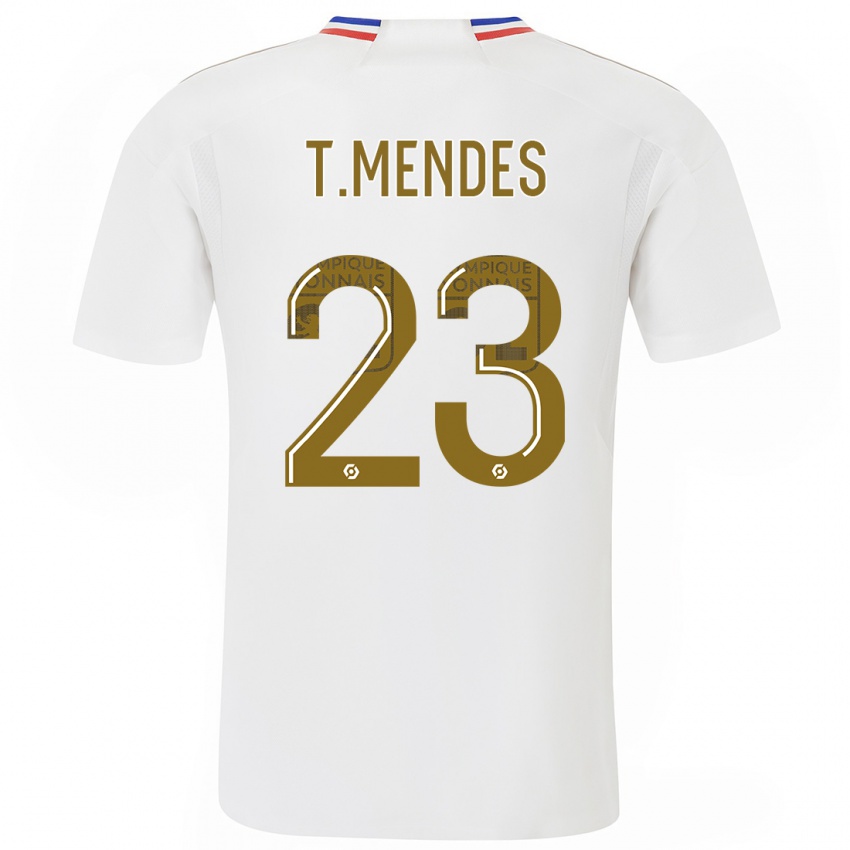Kinder Thiago Mendes #23 Weiß Heimtrikot Trikot 2023/24 T-Shirt