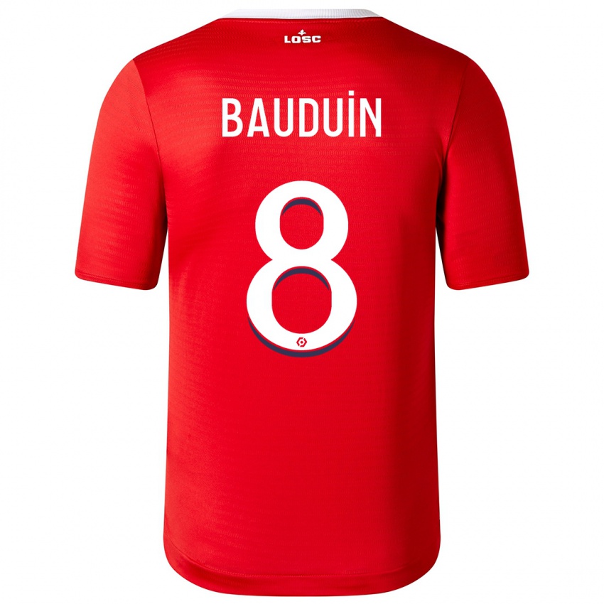 Kinder Justine Bauduin #8 Rot Heimtrikot Trikot 2023/24 T-Shirt