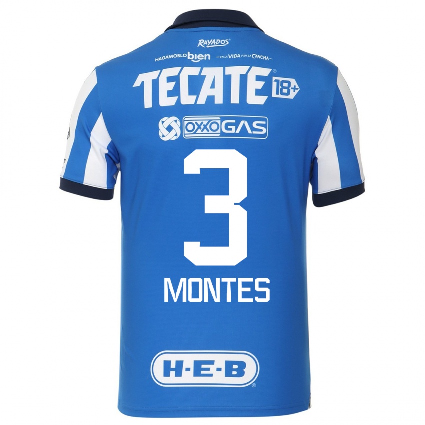Kinder Cesar Montes #3 Blau Weiss Heimtrikot Trikot 2023/24 T-Shirt