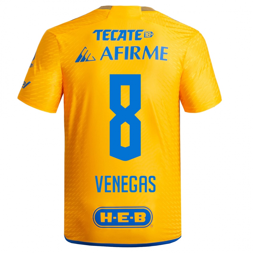 Kinder Francisco Venegas #8 Gelb Heimtrikot Trikot 2023/24 T-Shirt