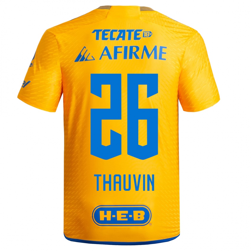 Kinder Florian Thauvin #26 Gelb Heimtrikot Trikot 2023/24 T-Shirt