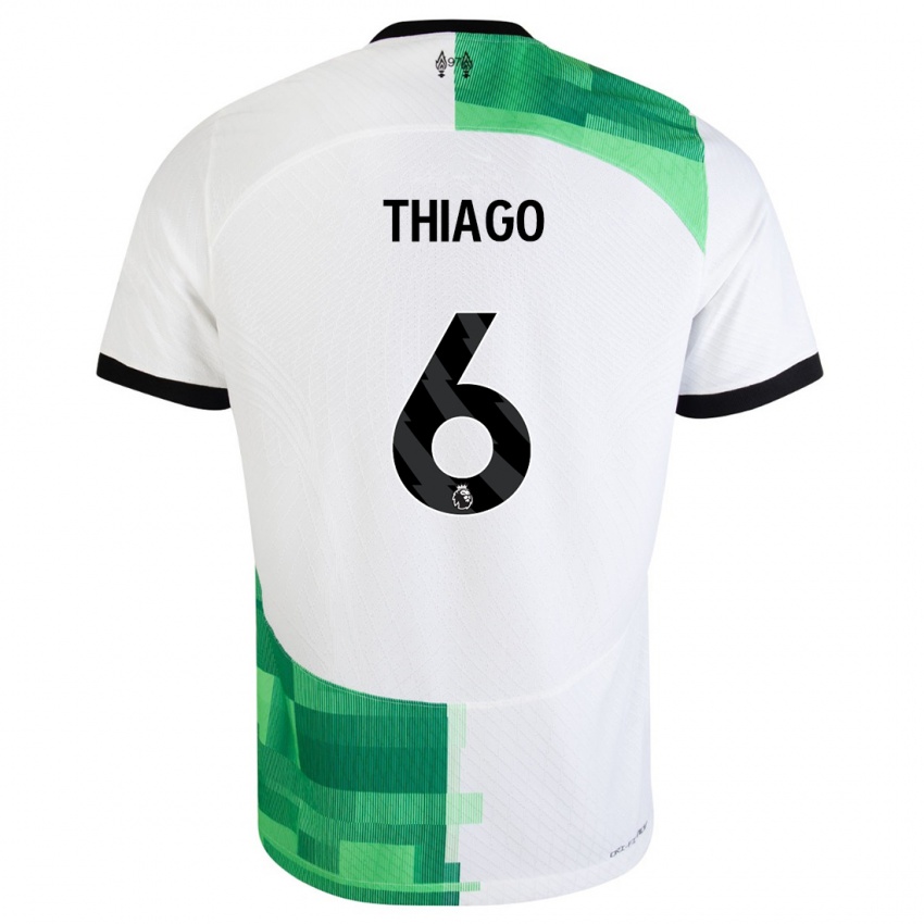 Kinder Thiago #6 Weiß Grün Auswärtstrikot Trikot 2023/24 T-Shirt
