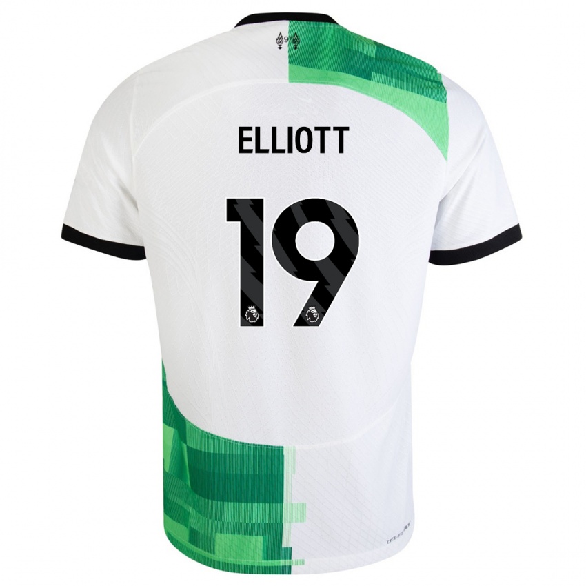 Kinder Harvey Elliott #19 Weiß Grün Auswärtstrikot Trikot 2023/24 T-Shirt