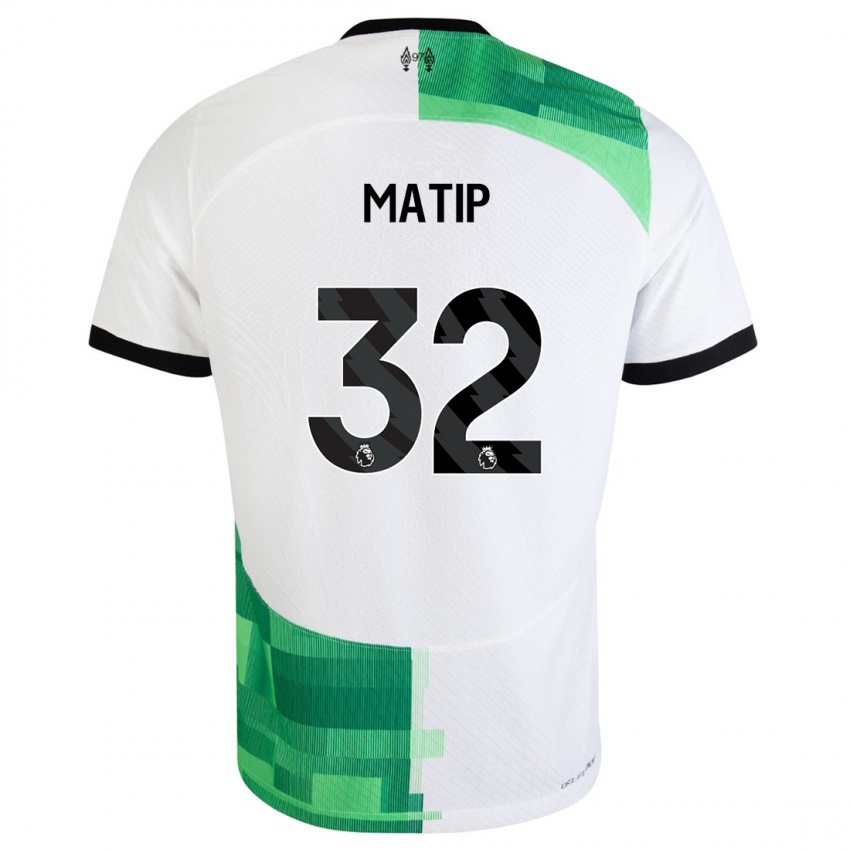 Kinder Joel Matip #32 Weiß Grün Auswärtstrikot Trikot 2023/24 T-Shirt