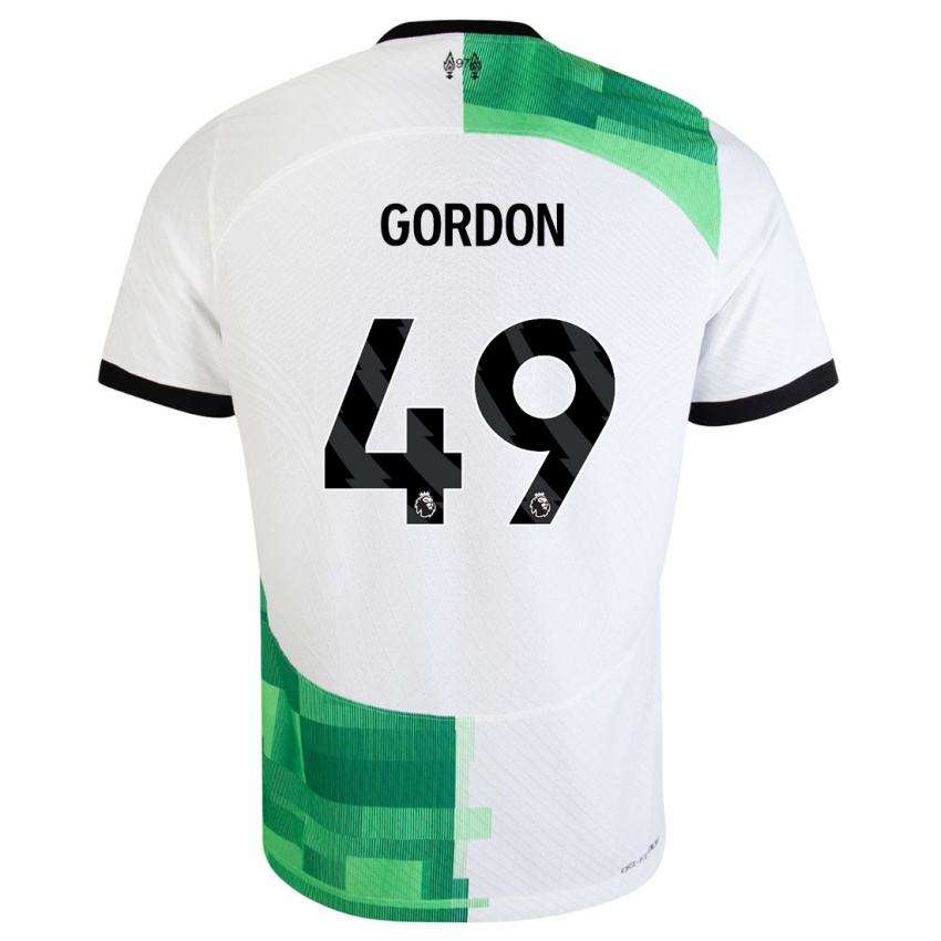 Kinder Kaide Gordon #49 Weiß Grün Auswärtstrikot Trikot 2023/24 T-Shirt
