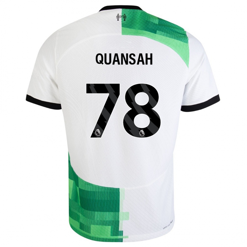 Kinder Jarell Quansah #78 Weiß Grün Auswärtstrikot Trikot 2023/24 T-Shirt