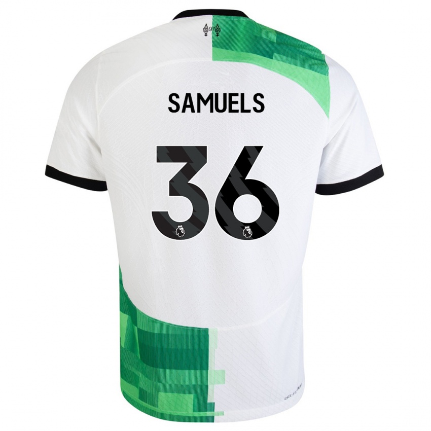Kinder Kerron Samuels #36 Weiß Grün Auswärtstrikot Trikot 2023/24 T-Shirt