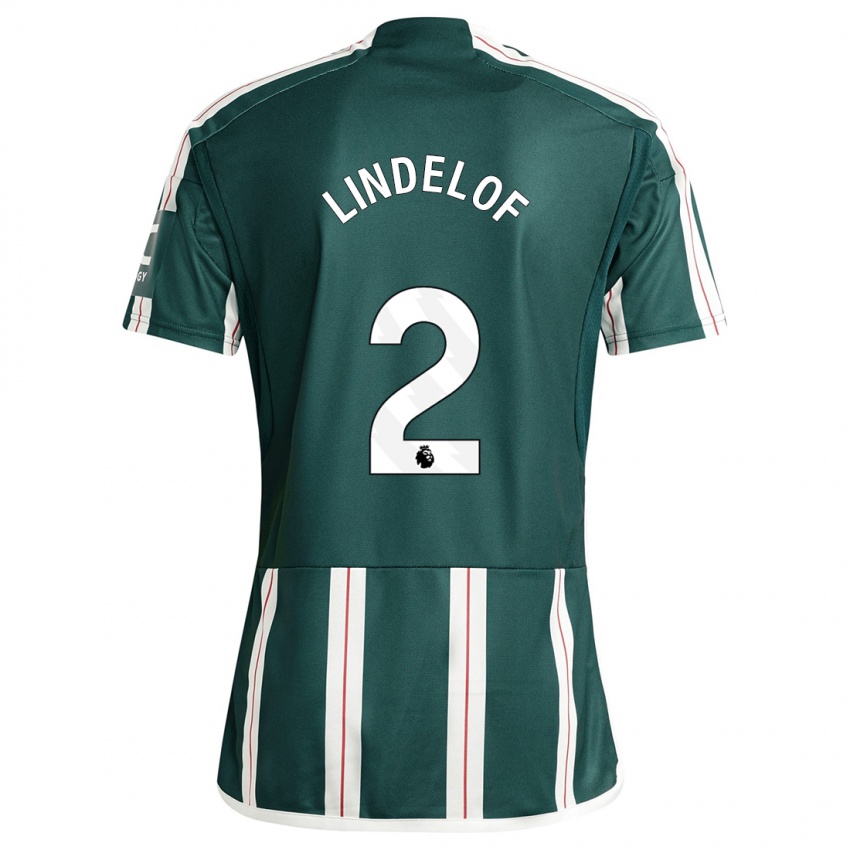 Kinder Victor Lindelof #2 Dunkelgrün Auswärtstrikot Trikot 2023/24 T-Shirt