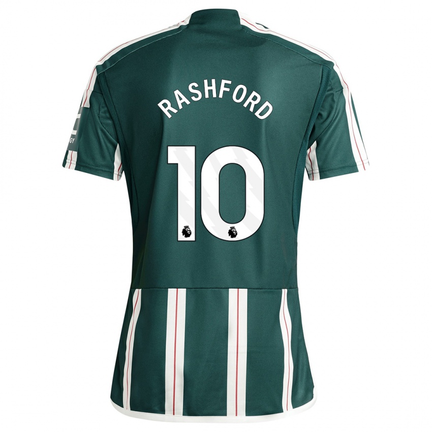 Kinder Marcus Rashford #10 Dunkelgrün Auswärtstrikot Trikot 2023/24 T-Shirt