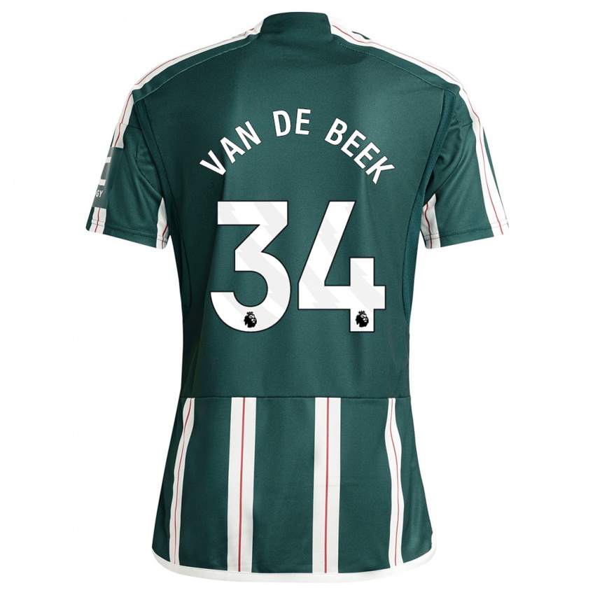 Kinder Donny Van De Beek #34 Dunkelgrün Auswärtstrikot Trikot 2023/24 T-Shirt