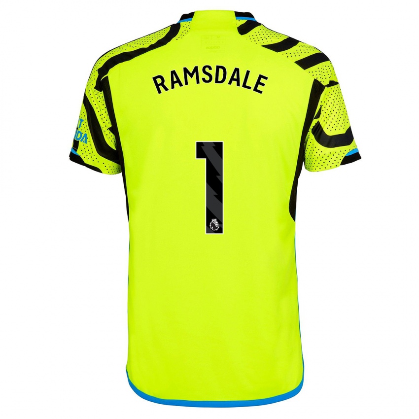 Kinder Aaron Ramsdale #1 Gelb Auswärtstrikot Trikot 2023/24 T-Shirt