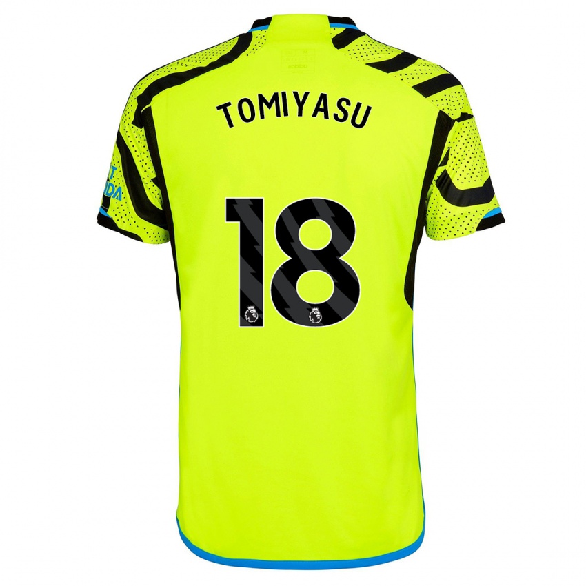 Kinder Takehiro Tomiyasu #18 Gelb Auswärtstrikot Trikot 2023/24 T-Shirt