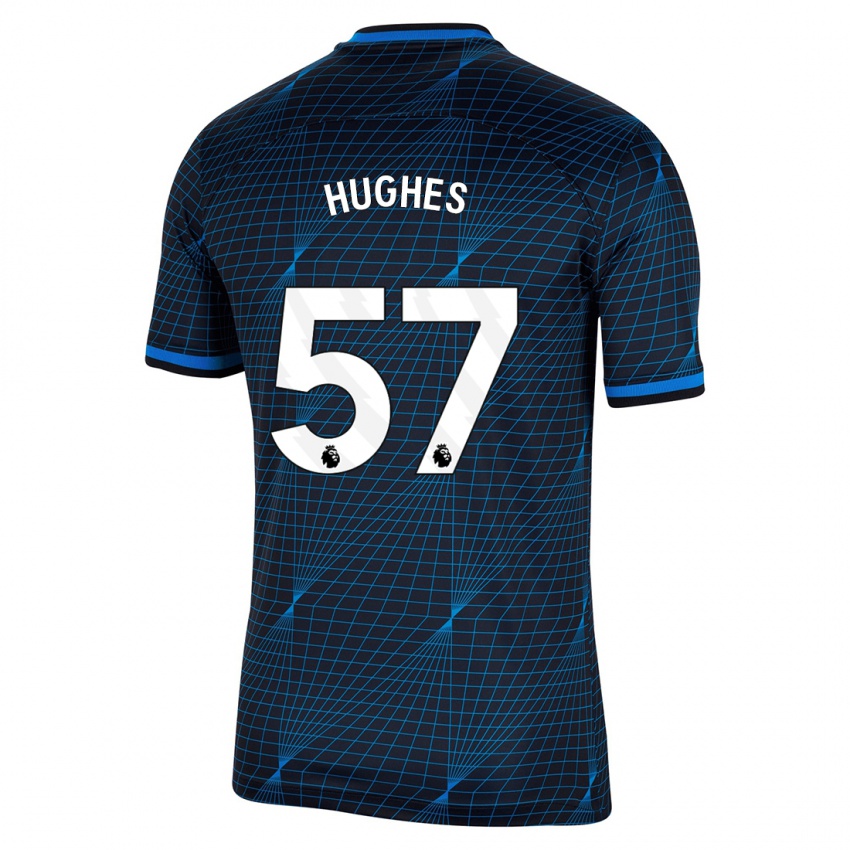 Kinder Brodi Hughes #57 Dunkelblau Auswärtstrikot Trikot 2023/24 T-Shirt