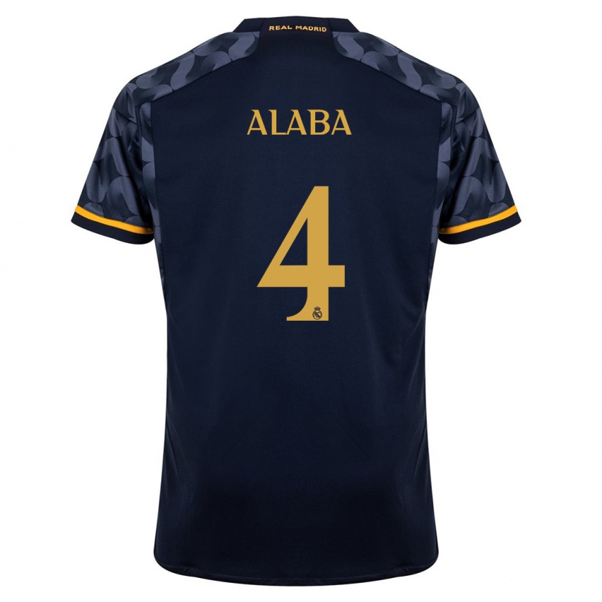 Kinder David Alaba #4 Dunkelblau Auswärtstrikot Trikot 2023/24 T-Shirt