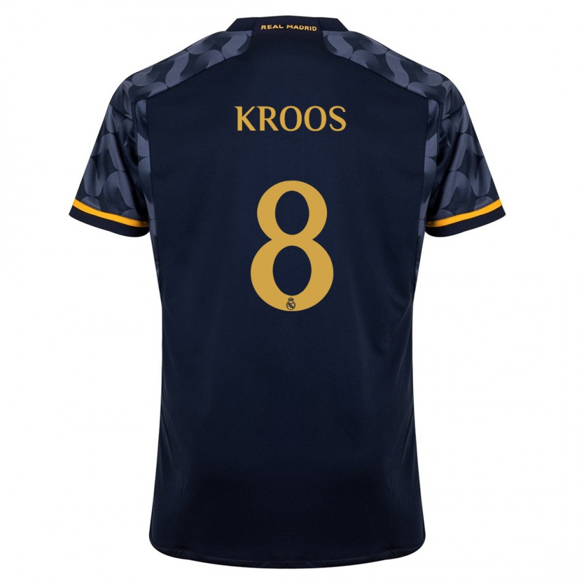 Kinder Toni Kroos #8 Dunkelblau Auswärtstrikot Trikot 2023/24 T-Shirt