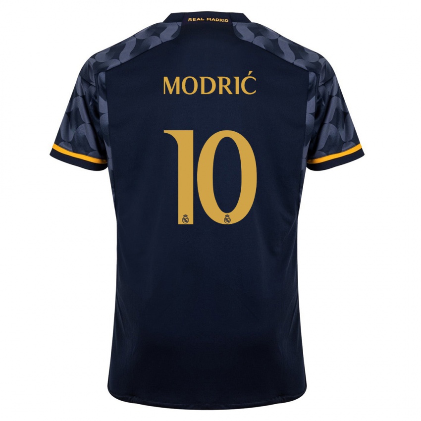 Kinder Luka Modric #10 Dunkelblau Auswärtstrikot Trikot 2023/24 T-Shirt