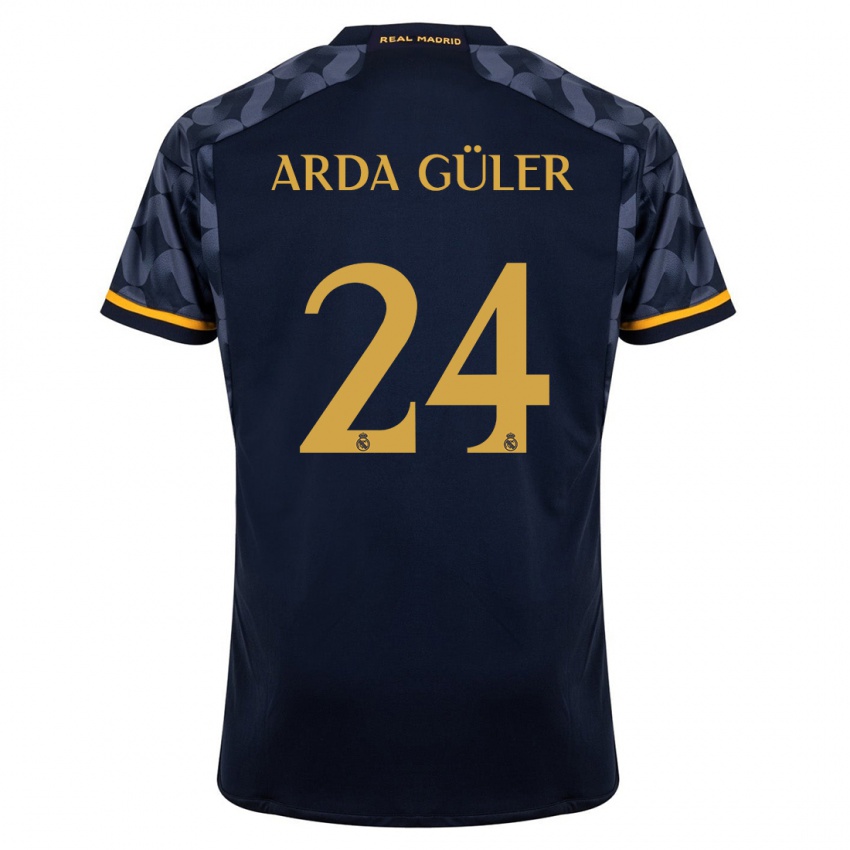 Kinder Arda Güler #24 Dunkelblau Auswärtstrikot Trikot 2023/24 T-Shirt