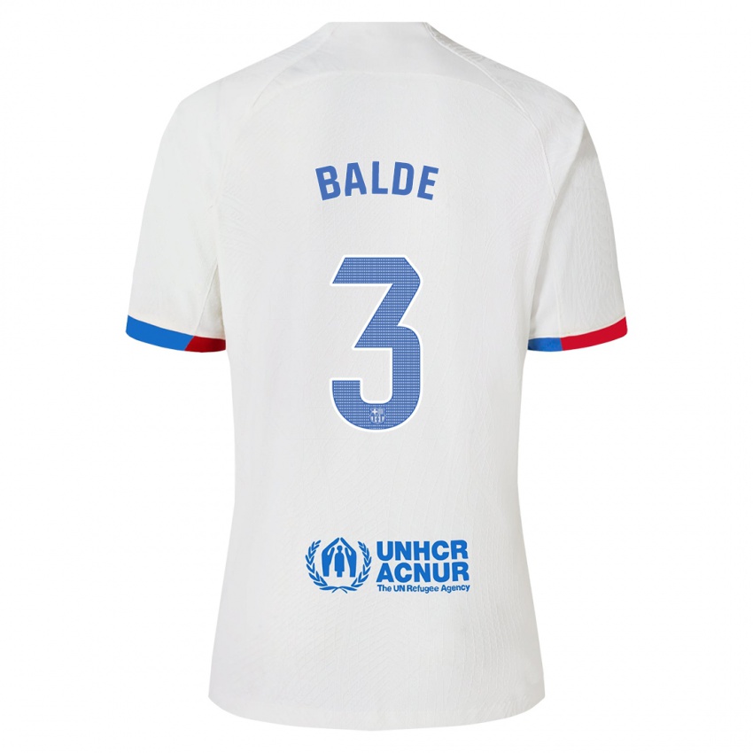 Kinder Alejandro Balde #3 Weiß Auswärtstrikot Trikot 2023/24 T-Shirt