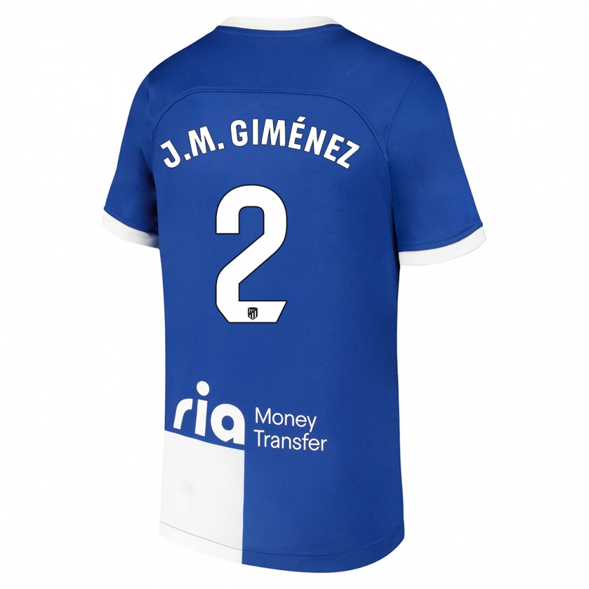 Kinder Jose Maria Gimenez #2 Blau Weiss Auswärtstrikot Trikot 2023/24 T-Shirt