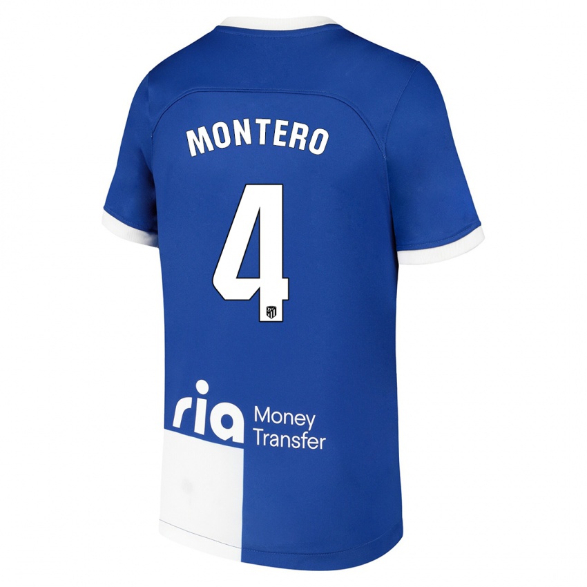 Kinder Francisco Montero #4 Blau Weiss Auswärtstrikot Trikot 2023/24 T-Shirt