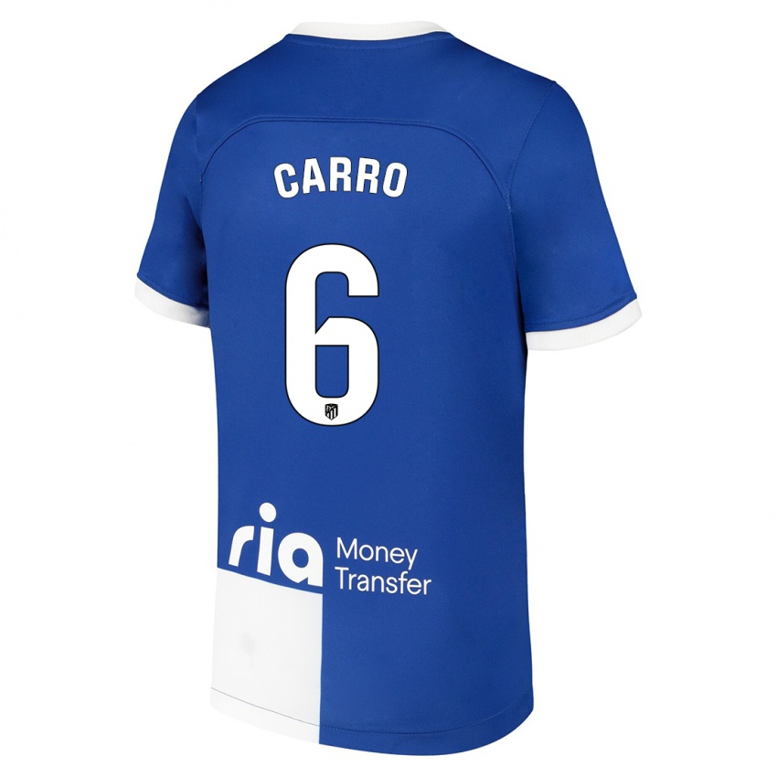 Kinder Mikel Carro #6 Blau Weiss Auswärtstrikot Trikot 2023/24 T-Shirt