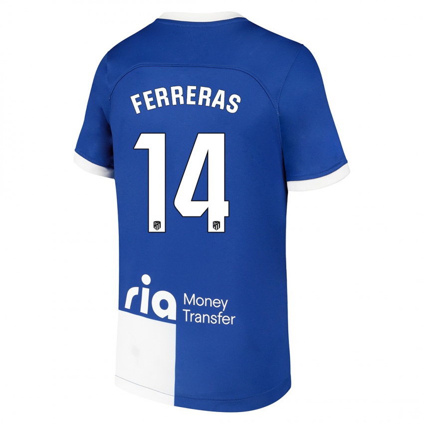 Kinder Adrian Ferreras #14 Blau Weiss Auswärtstrikot Trikot 2023/24 T-Shirt