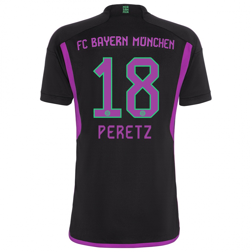 Kinder Daniel Peretz #18 Schwarz Auswärtstrikot Trikot 2023/24 T-Shirt
