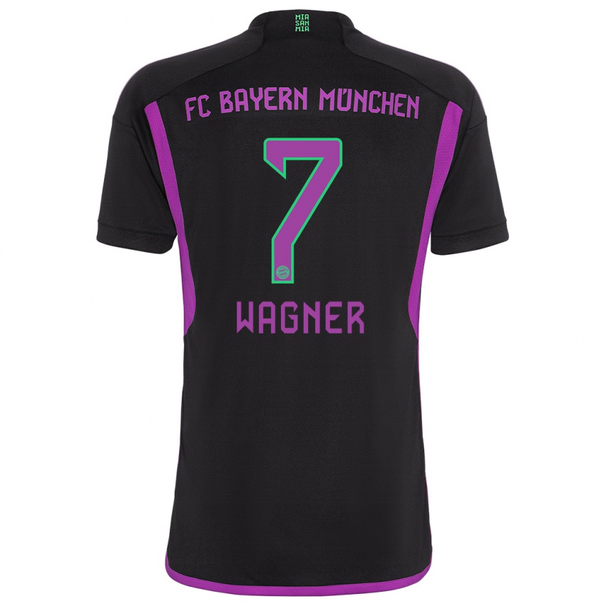 Kinder Maximilian Wagner #7 Schwarz Auswärtstrikot Trikot 2023/24 T-Shirt
