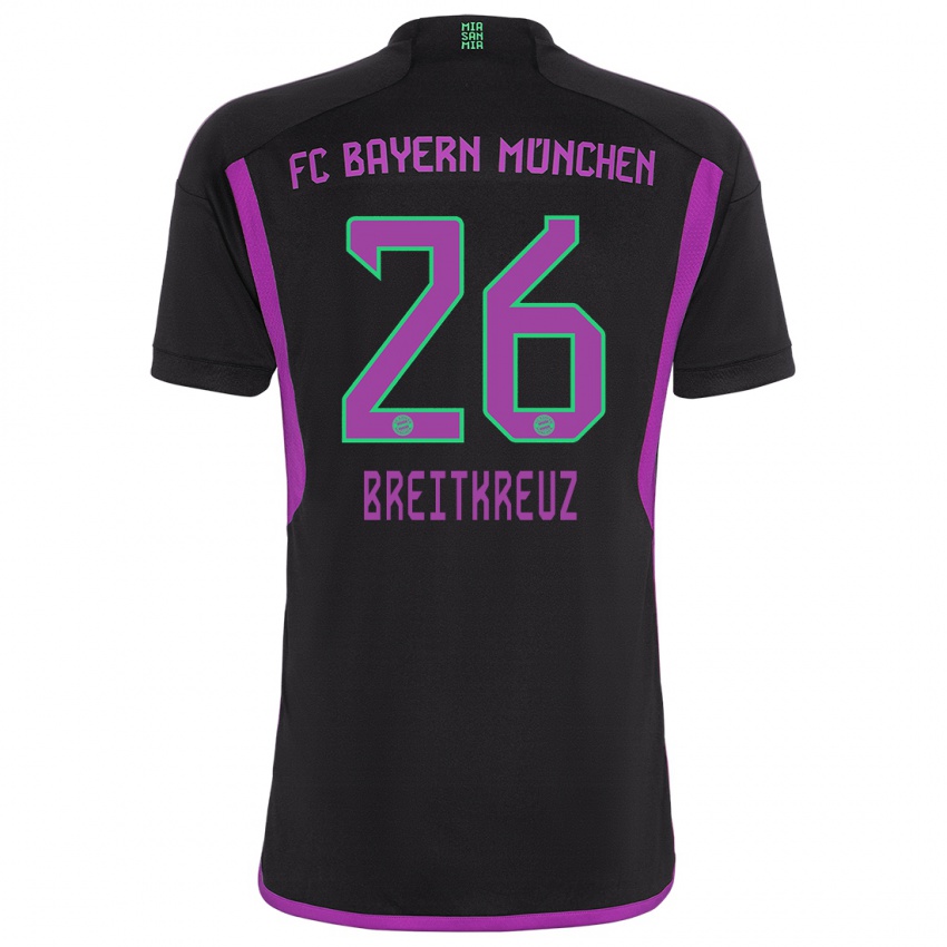 Kinder Steve Breitkreuz #26 Schwarz Auswärtstrikot Trikot 2023/24 T-Shirt