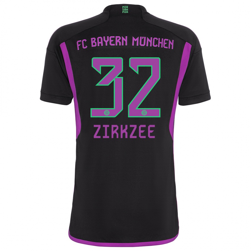 Kinder Joshua Zirkzee #32 Schwarz Auswärtstrikot Trikot 2023/24 T-Shirt