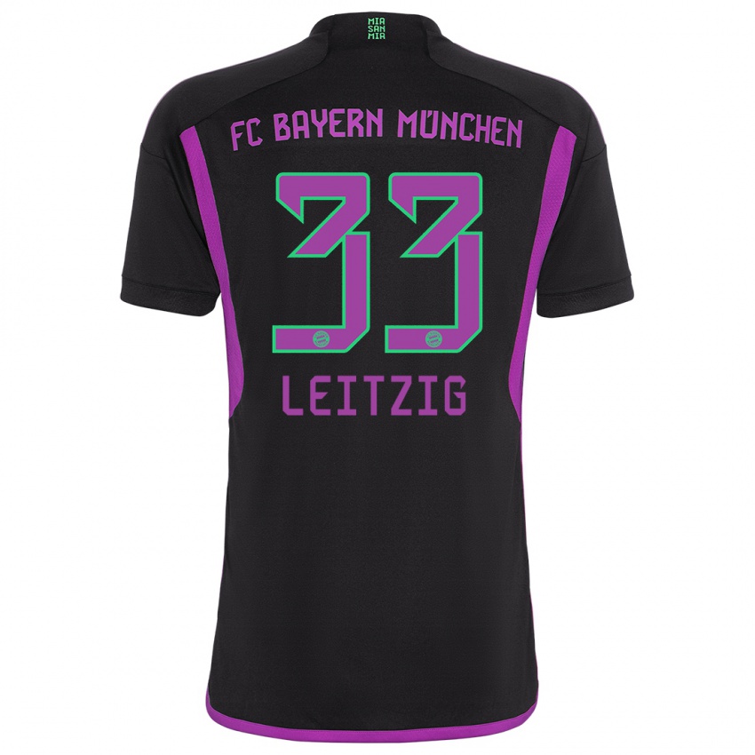 Kinder Janina Leitzig #33 Schwarz Auswärtstrikot Trikot 2023/24 T-Shirt