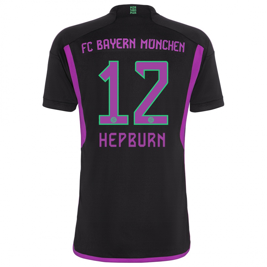 Kinder Barry Hepburn #12 Schwarz Auswärtstrikot Trikot 2023/24 T-Shirt