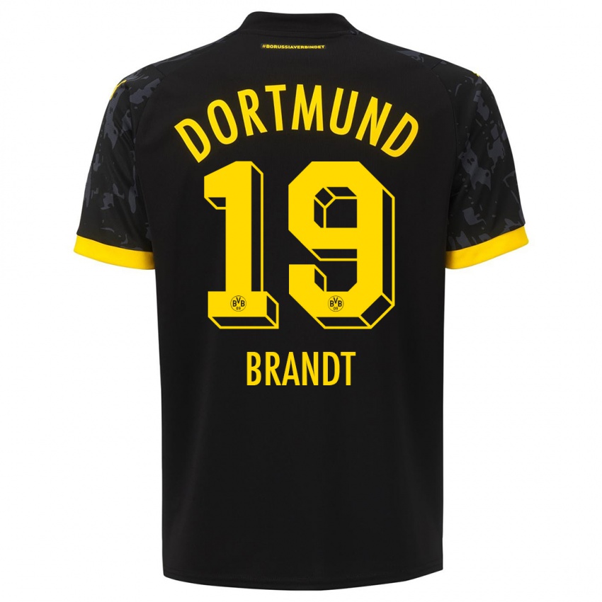 Kinder Julian Brandt #19 Schwarz Auswärtstrikot Trikot 2023/24 T-Shirt