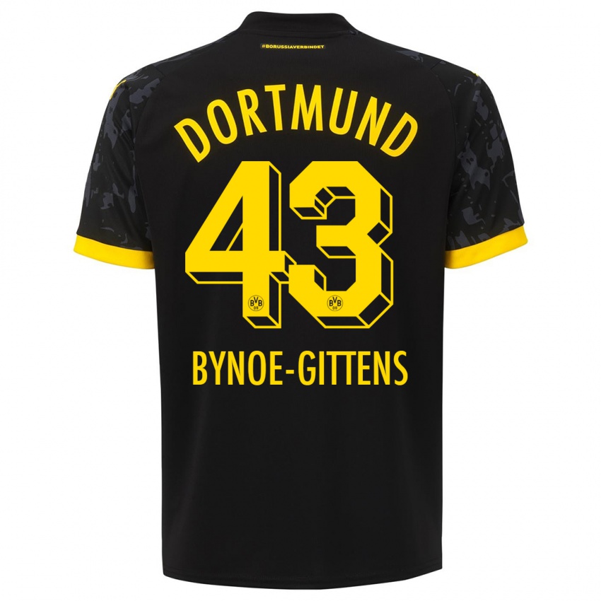 Kinder Jamie Bynoe-Gittens #43 Schwarz Auswärtstrikot Trikot 2023/24 T-Shirt