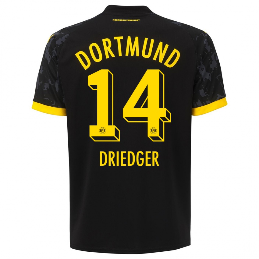 Kinder Julian Driedger #14 Schwarz Auswärtstrikot Trikot 2023/24 T-Shirt