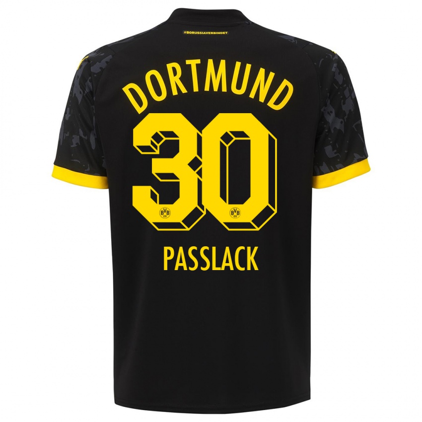 Kinder Felix Passlack #30 Schwarz Auswärtstrikot Trikot 2023/24 T-Shirt