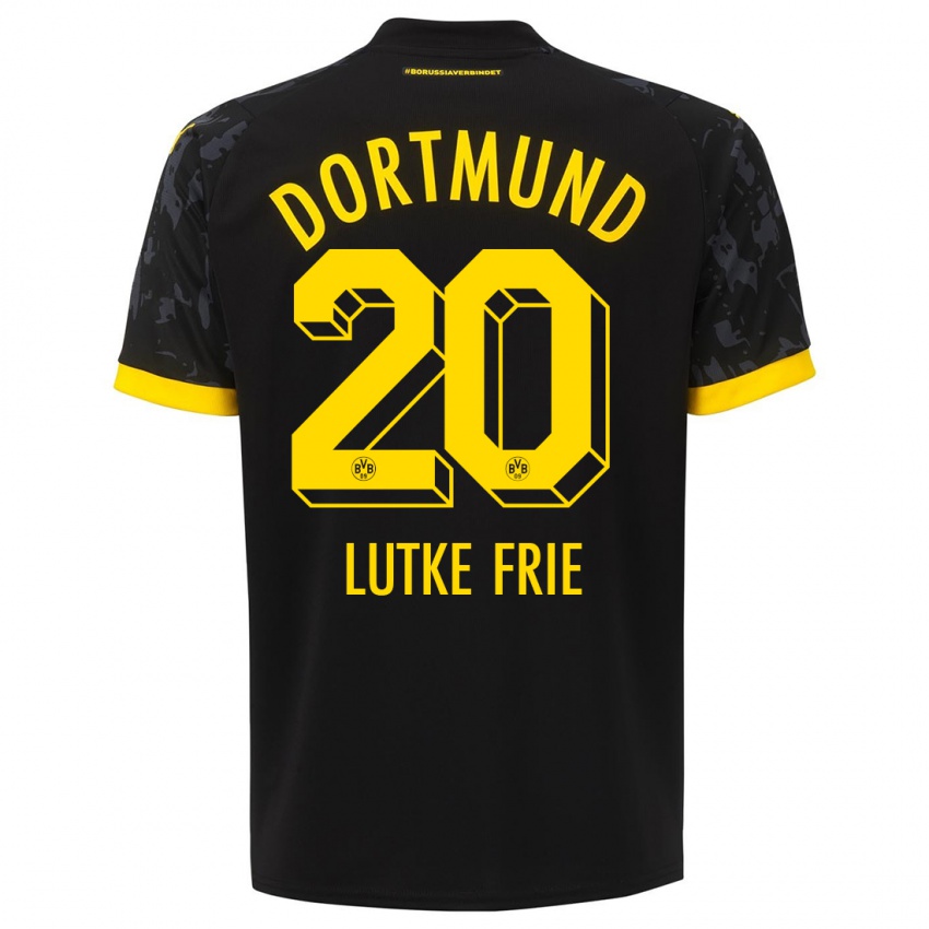 Kinder Dennis Lutke-Frie #20 Schwarz Auswärtstrikot Trikot 2023/24 T-Shirt