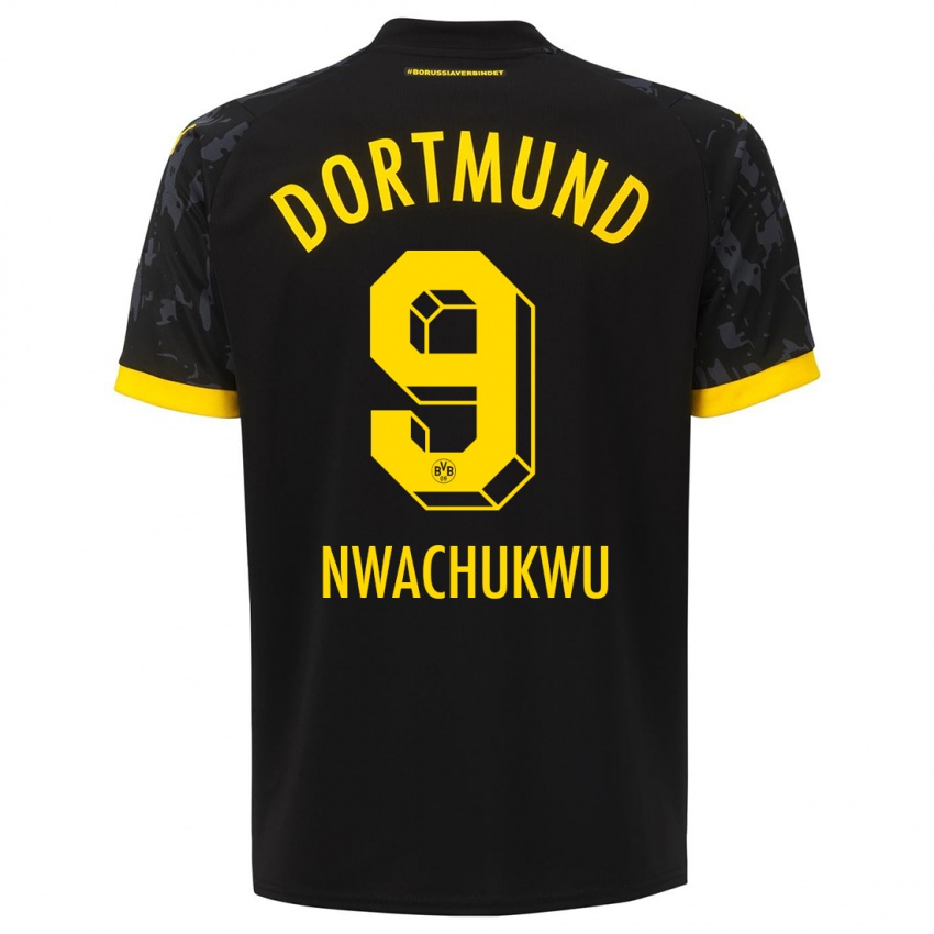 Kinder Isaak Nwachukwu #9 Schwarz Auswärtstrikot Trikot 2023/24 T-Shirt