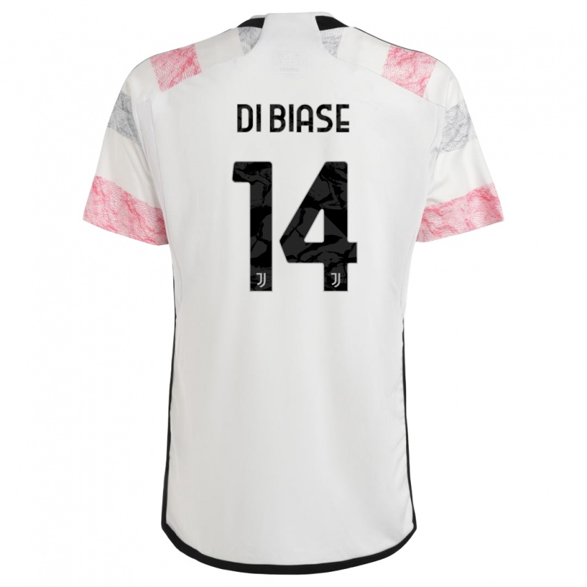 Kinder Gianmarco Di Biase #14 Weiß Rosa Auswärtstrikot Trikot 2023/24 T-Shirt