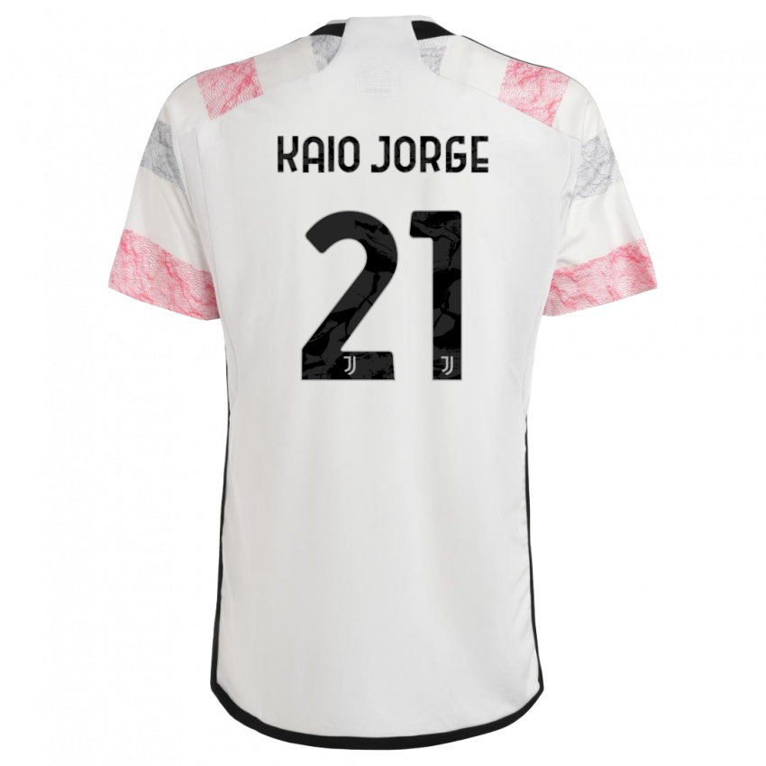 Kinder Kaio Jorge #21 Weiß Rosa Auswärtstrikot Trikot 2023/24 T-Shirt