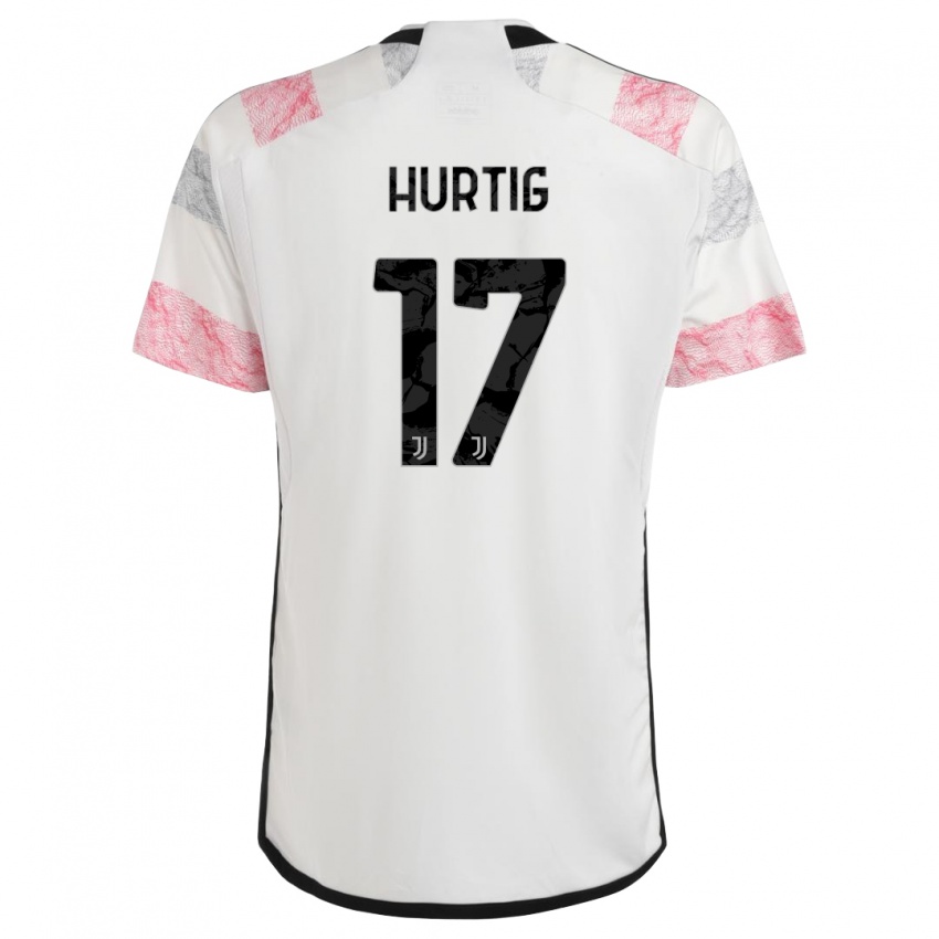 Kinder Lina Hurtig #17 Weiß Rosa Auswärtstrikot Trikot 2023/24 T-Shirt