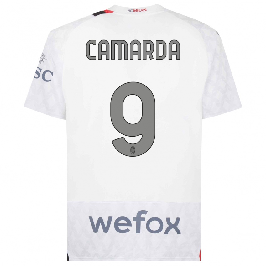 Kinder Francesco Camarda #9 Weiß Auswärtstrikot Trikot 2023/24 T-Shirt